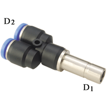 3/8 to 1/4 O.D tube | push to connect plug-in Y reducer fitting