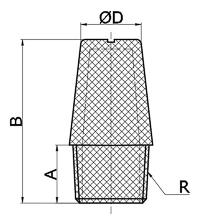 drawing of BSLD N02 | 1/4 NPT Male Thread Sintered Bronze Silencer
