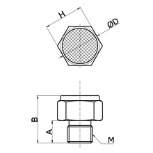 drawing of SSLM M10x1.25 | M10x1.25 Stainless Steel Breather Vent Silencer