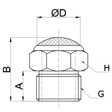 drawing of G 1/8 Stainless Steel Silencer with Wire Mesh