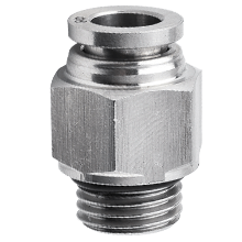 stainless steel male straight connector with O-ring, push-in tube fittings