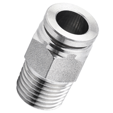1/2 inch x R 1/2, stainless steel male straight push to connect fitting
