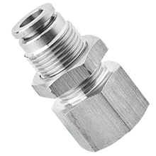 stainless steel female bulkhead connector, push to connect fitting