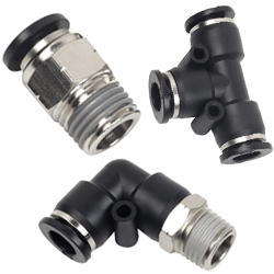 Composite Push in Fittings for Metric / Inch tubing, UNF, NPT Connection Thread