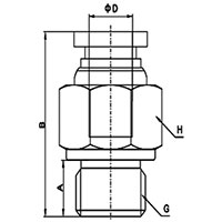 drawing of PC 04-M5 | 4mm Tube - M5 x 0.8 Male Connector | Push in Fitting