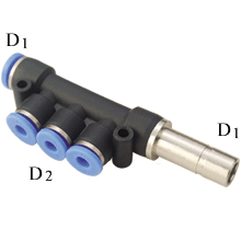 3/16 to 5/32 O.D tube | plug-in reducer triple branch