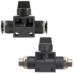 push in hand valves, shut-off valves