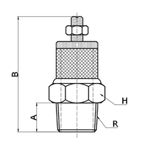 drawing of BESL-S 01 | R 1/8 Male Thread Slot Speed Control Silencer 