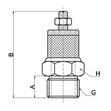 drawing of BESL-S G01 | G 1/8 Male Thread Slot Speed Control Silencer 