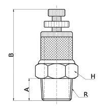drawing of BESL 04 | R 1/2 Male Thread Speed Control Muffler