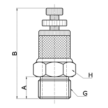 drawing of BESL G02 | G1/4 Male Thread Speed Control Silencer