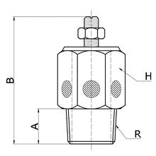 drawing of BESLC-S 03 | R 3/8 Male Thread Slot Speed Control Silencer