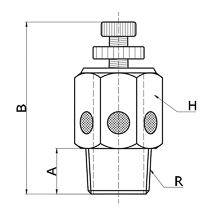 drawing of BESLC 02 | R 1/4 Male Thread Speed Control Silencer