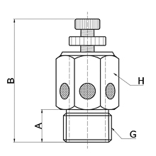 drawing of BESLC G01 | G1/8 Male Thread Speed Control Silencer