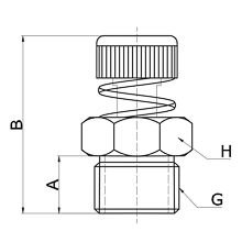 drawing of BESLD G01 | G 1/8 Male thread Brass Spring Flow Control Muffler