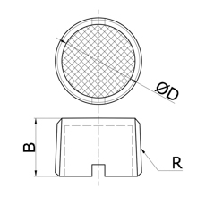 drawing of BFSL 01 | R 1/8 Male Thread Compact Sintered Bronze Silencer