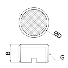 drawing of BFSL G01 | G1/8 Male Thread Compact Sintered Bronze Silencer