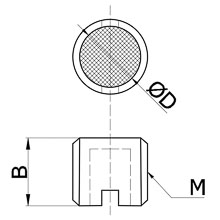 drawing of BFSL M10x1.25 | Male Thread Miniature Sintered Bronze Silencer