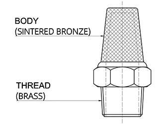 construction - BSL sintered bronze silencer construction - BSL sintered bronze silencer