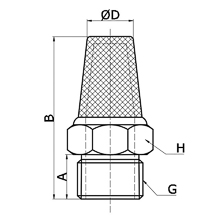 drawing of BSL M10 x 1.25 | M10 x 1.25 Male Thread Sintered Bronze Silencer