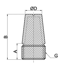 drawing of BSLD G01 | G 1/8 Male Thread Sintered Bronze Silencer