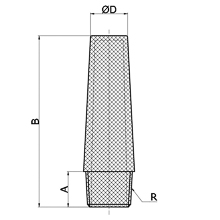 drawing of BSLDE 01 | Extended Sintered Bronze Silencer with PT, BSPT, R 1/8 Male Thread