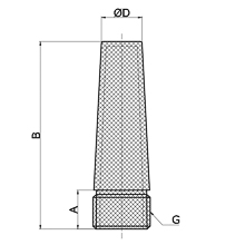 drawing of BSLDE G01 | Extended Sintered Bronze Silencer with G1/8 Male Thread