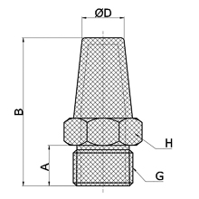drawing of BSLE G01 | G1/8 Male Thread Hexagon Sintered Bronze Silencer
