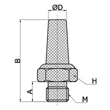 3D construction of BSLE M10x1.25 | M10x1.25 Male Thread Hexagon Sintered Bronze Silencer