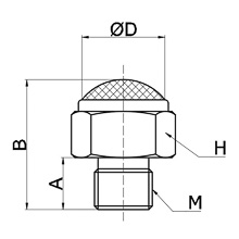 drawing of BSLV M10x1.25 | Brass Silencer with Stainless Steel Filter Mesh