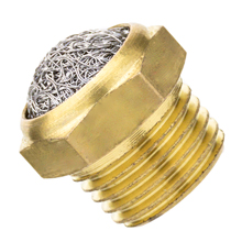 R 1/8 thread brass muffler with stainless steel filter mesh