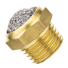 R 1-1/4 thread brass muffler with stainless steel filter mesh