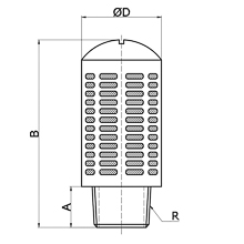 drawing of PSL 01 | R 1/8 Male Thread Porous Plastic Muffler