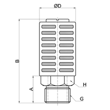 drawing of PST G01 | G 1/8 Male Thread Porous Plastic Silencer