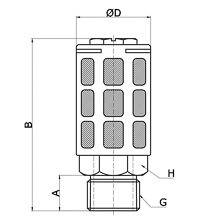 drawing of PSU G01 | G 1/8 Male Thread Porous Plastic Silencer