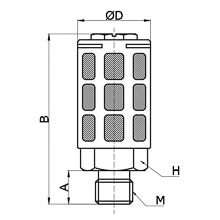 drawing of PSU M5 | M5 ×0.8 Male Thread Porous Plastic Silencer
